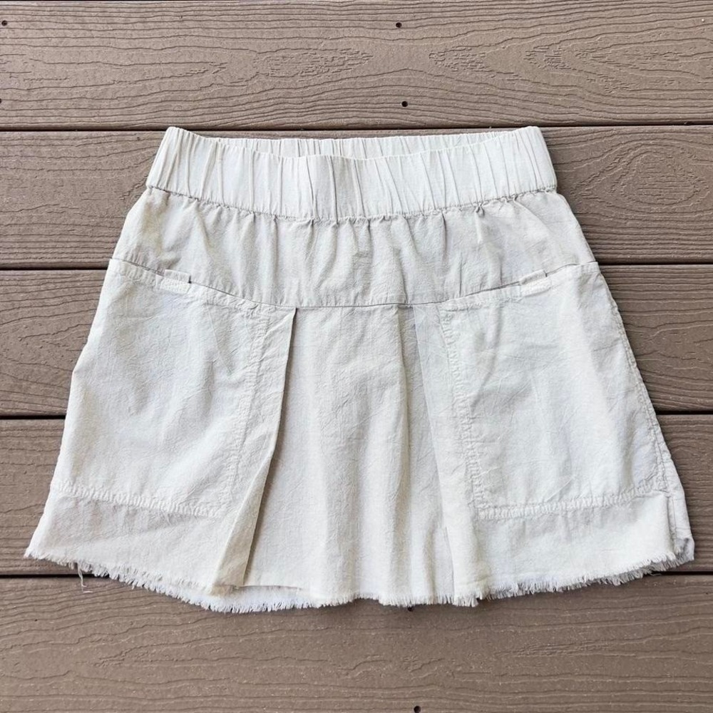 Free People Mariposa 100% Cotton Tan Mini Skirt Size Small Boho Preppy - Picture 4 of 8